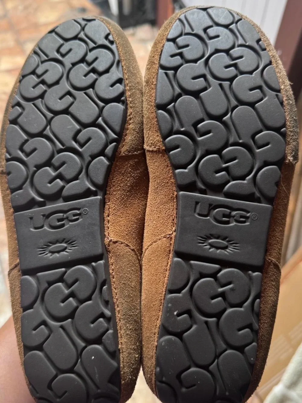 UGG Chestnut Suede Tassel Moccasin Slippers